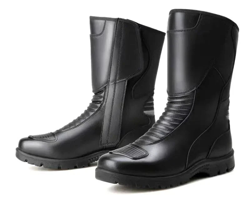 Men’s Classic Motocross Motorcycle Boots – Waterproof Touring Footwear with Reinforced Heel and Toe for Rugged Ride Comfort & Style