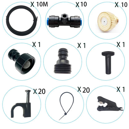 DIY Greenhouse Misting System - Outdoor Cooling Spray Kit with Brass Nozzles for Garden, Humidification & Disinfection