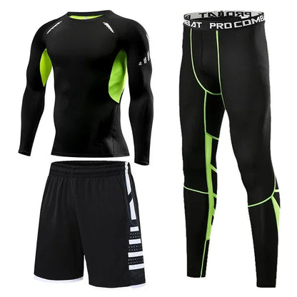 Men’s Fitness Compression Tracksuit Set – Sportswear with Leggings, Sweatpants & Rash Guard for Intense Training & Gym Performance