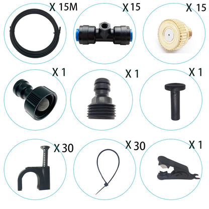 DIY Greenhouse Misting System - Outdoor Cooling Spray Kit with Brass Nozzles for Garden, Humidification & Disinfection