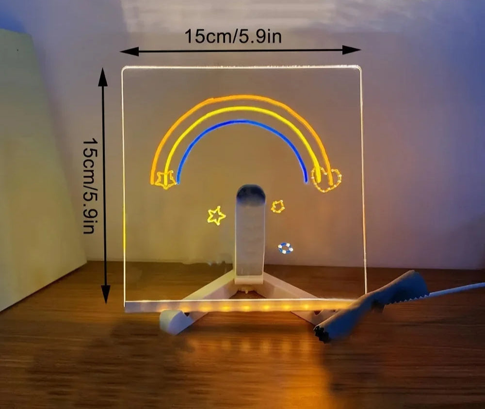 LED Note Board with Night Light & 7 Color Pens – Erasable Acrylic DIY Message Board, Kids Drawing Board & Creative Mother’s Day Gift