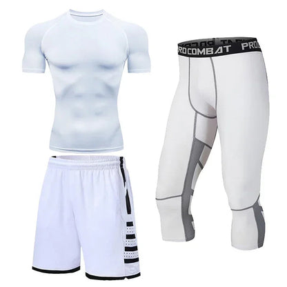 Men’s Fitness Compression Tracksuit Set – Sportswear with Leggings, Sweatpants & Rash Guard for Intense Training & Gym Performance