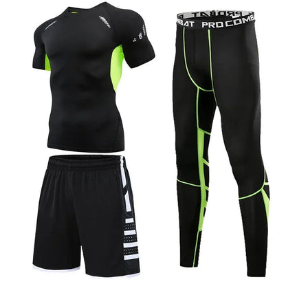 Men’s Fitness Compression Tracksuit Set – Sportswear with Leggings, Sweatpants & Rash Guard for Intense Training & Gym Performance