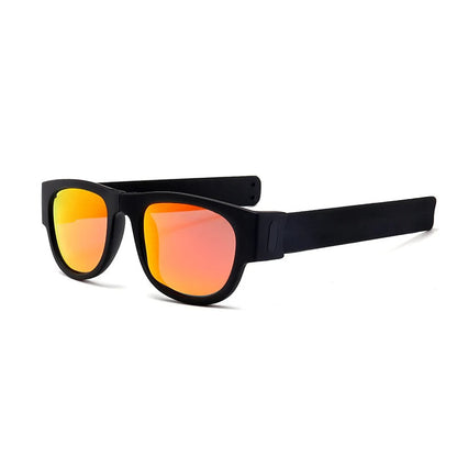 Folding Slap Sunglasses – Trendy Polarized Shades for Men with Mirror Finish and Wristband-Style Folding Innovation