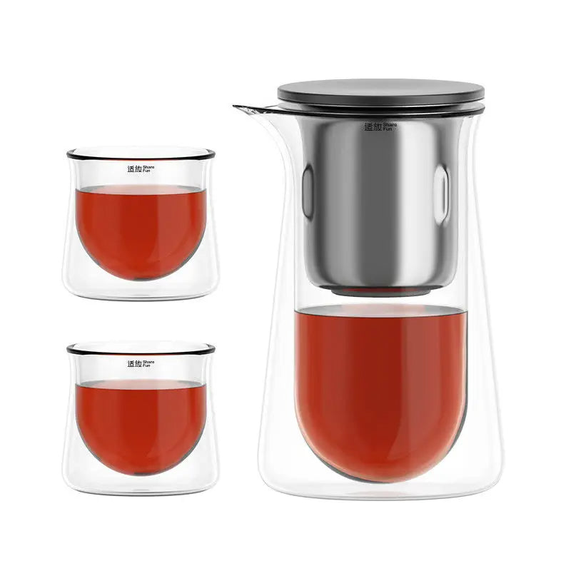 High-End Magnetic Glass Teapot – One-Button Filter, Anti-Scald, Heat-Resistant Cup for Effortless Brewing & Elegant Tea Presentation