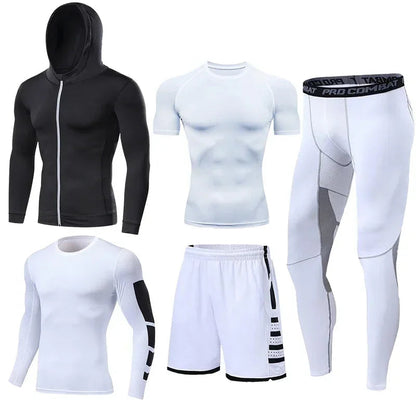Men’s Fitness Compression Tracksuit Set – Sportswear with Leggings, Sweatpants & Rash Guard for Intense Training & Gym Performance