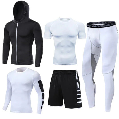 Men’s Fitness Compression Tracksuit Set – Sportswear with Leggings, Sweatpants & Rash Guard for Intense Training & Gym Performance