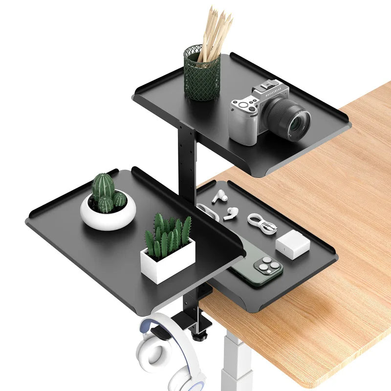 Multifunctional Desk Storage Rack – Adjustable 3-Tier Stand for Desk Organization with Cup Holder and Workspace Expansion