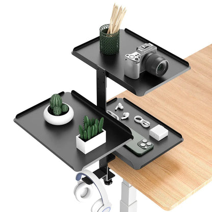 Multifunctional Desk Storage Rack – Adjustable 3-Tier Stand for Desk Organization with Cup Holder and Workspace Expansion