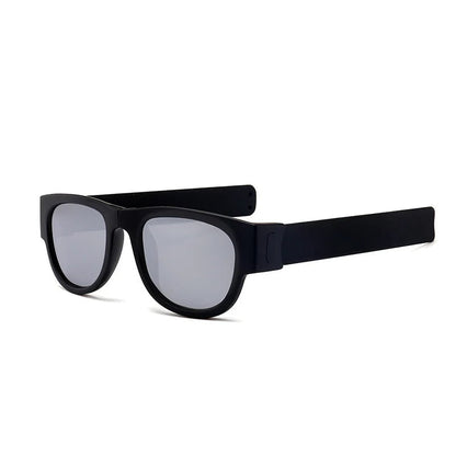 Folding Slap Sunglasses – Trendy Polarized Shades for Men with Mirror Finish and Wristband-Style Folding Innovation