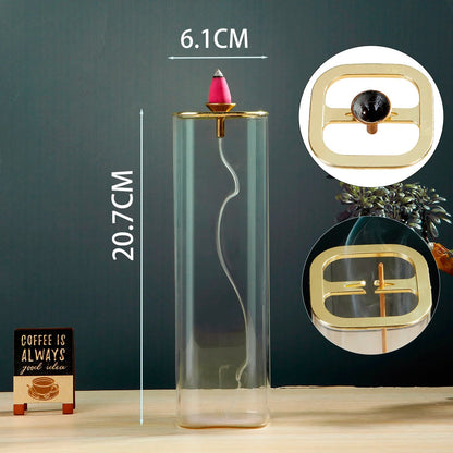 Modern Glass Incense Burner with Catcher - Elegant Anti-Ash Design for Home Yoga Decor