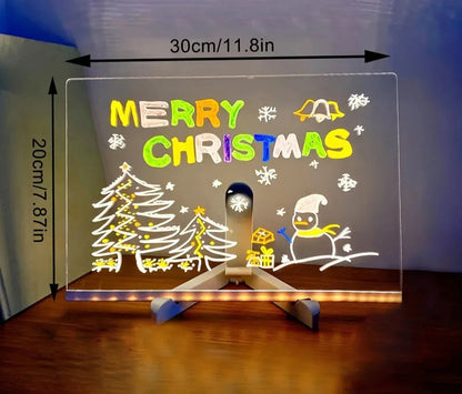 LED Note Board with Night Light & 7 Color Pens – Erasable Acrylic DIY Message Board, Kids Drawing Board & Creative Mother’s Day Gift