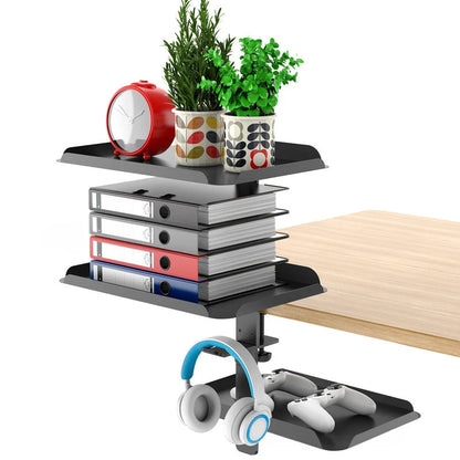 Multifunctional Desk Storage Rack – Adjustable 3-Tier Stand for Desk Organization with Cup Holder and Workspace Expansion