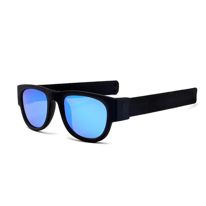 Folding Slap Sunglasses – Trendy Polarized Shades for Men with Mirror Finish and Wristband-Style Folding Innovation
