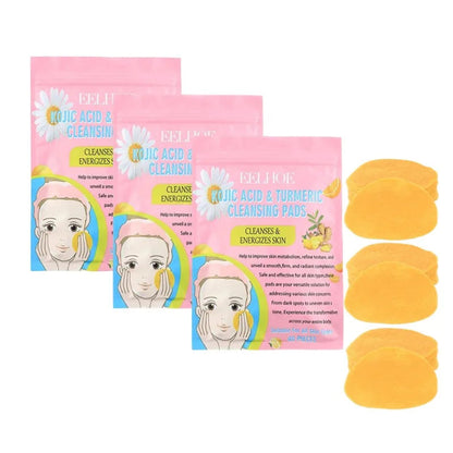 Turmeric Kojic Acid Exfoliating Pads – Deep-Cleansing Lemon Brightening Cotton Skincare Pads for Whitening & Detox Facial Treatment