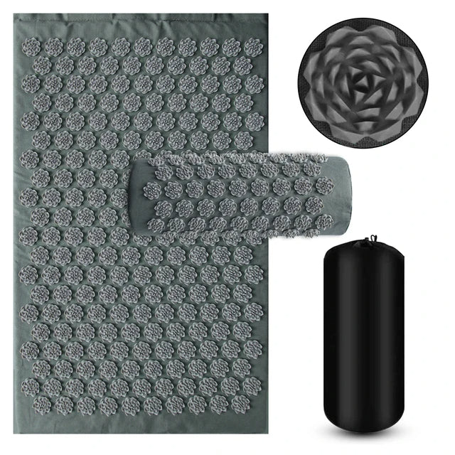 Acupressure Yoga Mat & Pillow Set – Kuznetsov’s Spike Applicator for Full-Body Massage, Stress Relief & Foot Reflex Therapy