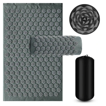 Acupressure Yoga Mat & Pillow Set – Kuznetsov’s Spike Applicator for Full-Body Massage, Stress Relief & Foot Reflex Therapy