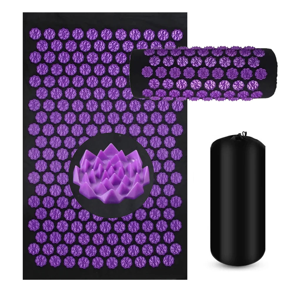Acupressure Yoga Mat & Pillow Set – Kuznetsov’s Spike Applicator for Full-Body Massage, Stress Relief & Foot Reflex Therapy