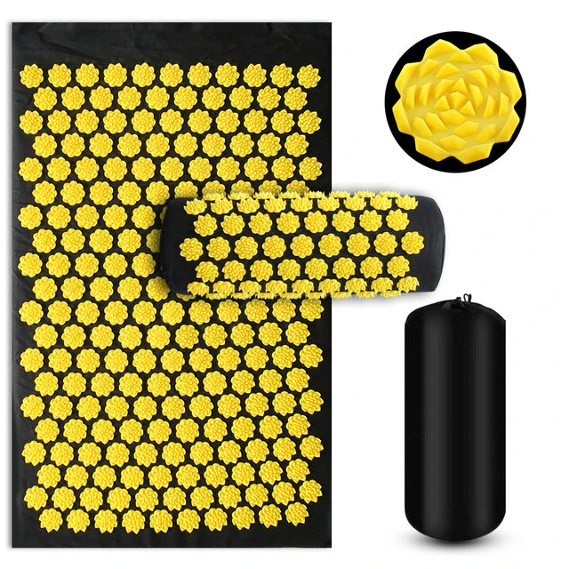 Acupressure Yoga Mat & Pillow Set – Kuznetsov’s Spike Applicator for Full-Body Massage, Stress Relief & Foot Reflex Therapy