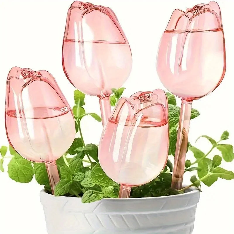 Self-Watering Tulip Plant Balloons – 2/4 Pack Indoor Outdoor Drip Irrigation Tools for Longer Watering with Narrow Spout Design