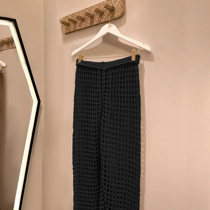 Sexy Lace Crochet Bikini Cover-Up – Beach Pants Swimwear Tunic with Hollow Out Design for Summer Poolside & Seaside Glam