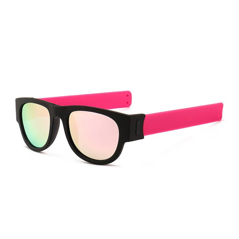 Folding Slap Sunglasses – Trendy Polarized Shades for Men with Mirror Finish and Wristband-Style Folding Innovation