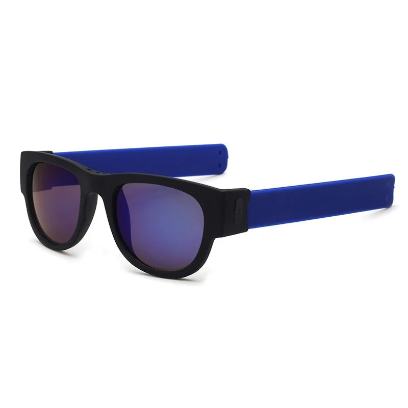 Folding Slap Sunglasses – Trendy Polarized Shades for Men with Mirror Finish and Wristband-Style Folding Innovation