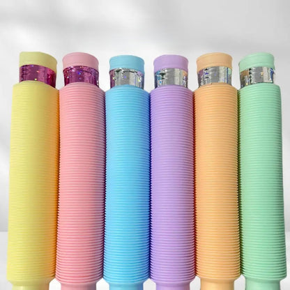 LED Flash Tube Sensory Toy – Set of 3/6/12/18 PCS Corrugated Plastic Squeeze Stress-Relief Tubes for Kids and Adults with Autism Support