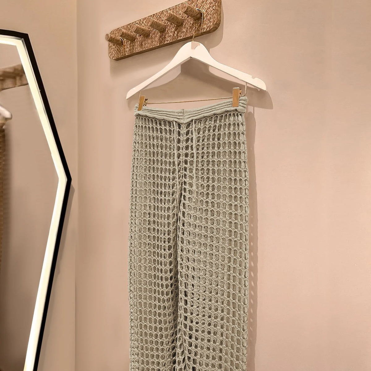 Sexy Lace Crochet Bikini Cover-Up – Beach Pants Swimwear Tunic with Hollow Out Design for Summer Poolside & Seaside Glam