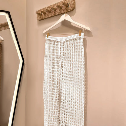Sexy Lace Crochet Bikini Cover-Up – Beach Pants Swimwear Tunic with Hollow Out Design for Summer Poolside & Seaside Glam