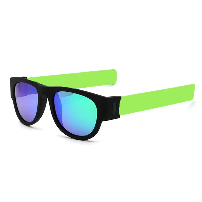 Folding Slap Sunglasses – Trendy Polarized Shades for Men with Mirror Finish and Wristband-Style Folding Innovation