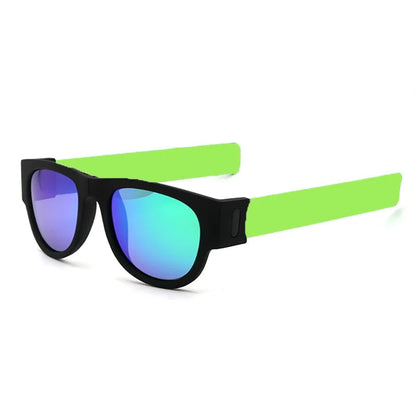 Folding Slap Sunglasses – Trendy Polarized Shades for Men with Mirror Finish and Wristband-Style Folding Innovation