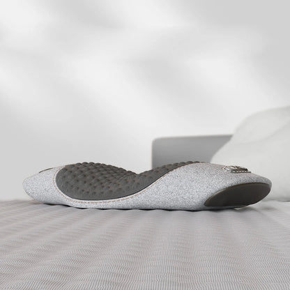 Lumbar Support Massage Pillow – Ergonomic Electric Waist Cushion with Heat and Vibration for Back Relief, Relaxation, and Daily Comfort