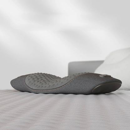 Lumbar Support Massage Pillow – Ergonomic Electric Waist Cushion with Heat and Vibration for Back Relief, Relaxation, and Daily Comfort