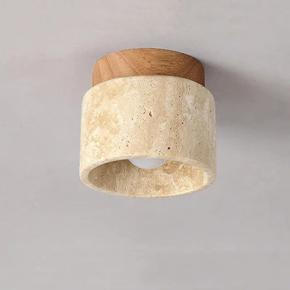 Yellow Marble Ceiling Light – Elegant Travertine Lamp for Corridor, Balcony, Restaurant, Hotel, or Entranceway Décor Accent