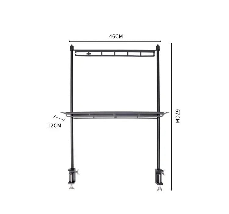 Foldable Aluminum Camping Storage Rack – Double-Layer Organizer Table for Outdoor Kitchen, Hanging Rack & Compact Portable Design