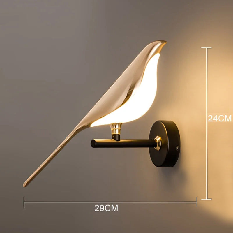Nordic Golden Bird LED Wall Lamp – Creative Sconce for Parlor, Bedroom or Bar with Stylish Novelty Design and Soft Ambient Lighting