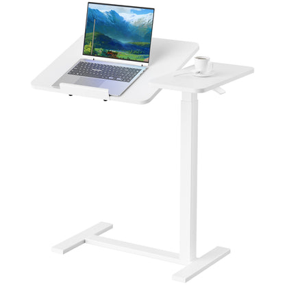 Adjustable Bedside Rolling Laptop Desk – Mobile Overbed Table with Flip Tilt Top, Wheels & Height Control for Home or Bedroom Office