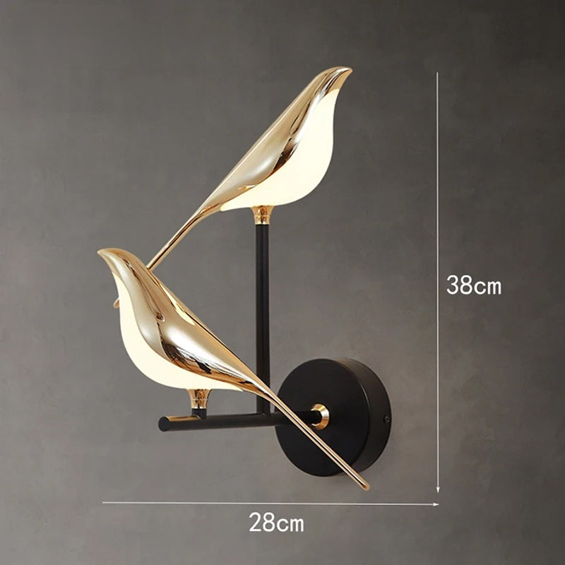Nordic Golden Bird LED Wall Lamp – Creative Sconce for Parlor, Bedroom or Bar with Stylish Novelty Design and Soft Ambient Lighting