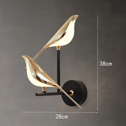 Nordic Golden Bird LED Wall Lamp – Creative Sconce for Parlor, Bedroom or Bar with Stylish Novelty Design and Soft Ambient Lighting