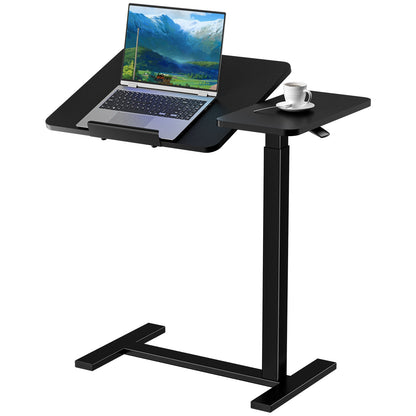Adjustable Bedside Rolling Laptop Desk – Mobile Overbed Table with Flip Tilt Top, Wheels & Height Control for Home or Bedroom Office