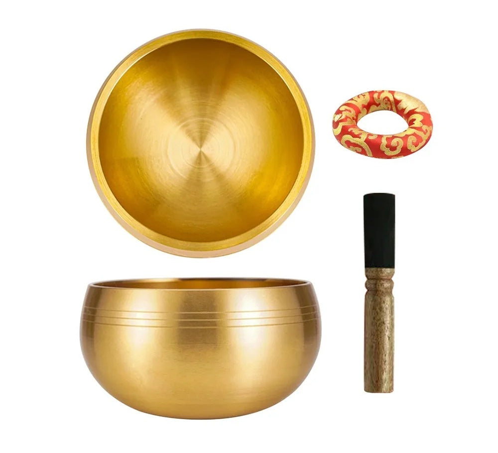 Brass Buddha Singing Bowl - Nepalese Meditation Tool with Leather Stick, Deep Mantra Sounds for Yoga & Spiritual Calm