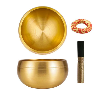 Brass Buddha Singing Bowl - Nepalese Meditation Tool with Leather Stick, Deep Mantra Sounds for Yoga & Spiritual Calm