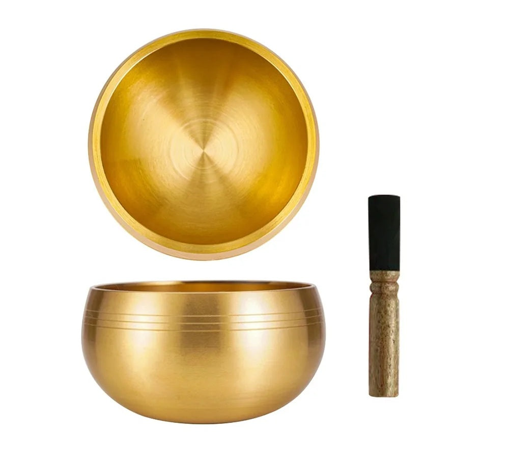 Brass Buddha Singing Bowl - Nepalese Meditation Tool with Leather Stick, Deep Mantra Sounds for Yoga & Spiritual Calm