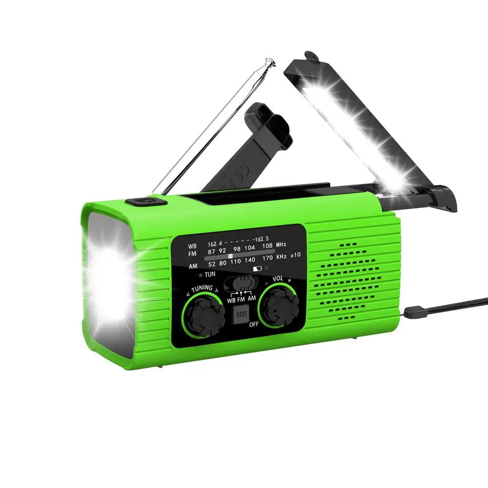 Portable Camping Solar Radio – Multi-Function Hand Crank Emergency Radio with Flashlight, NOAA Alerts, AM/FM, and 3-Way Charging for Survival