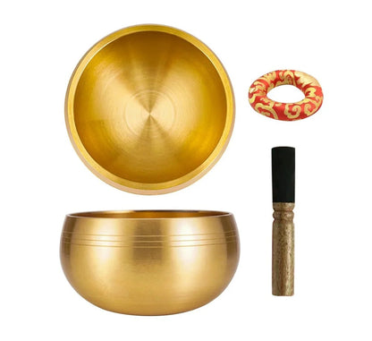 Brass Buddha Singing Bowl - Nepalese Meditation Tool with Leather Stick, Deep Mantra Sounds for Yoga & Spiritual Calm