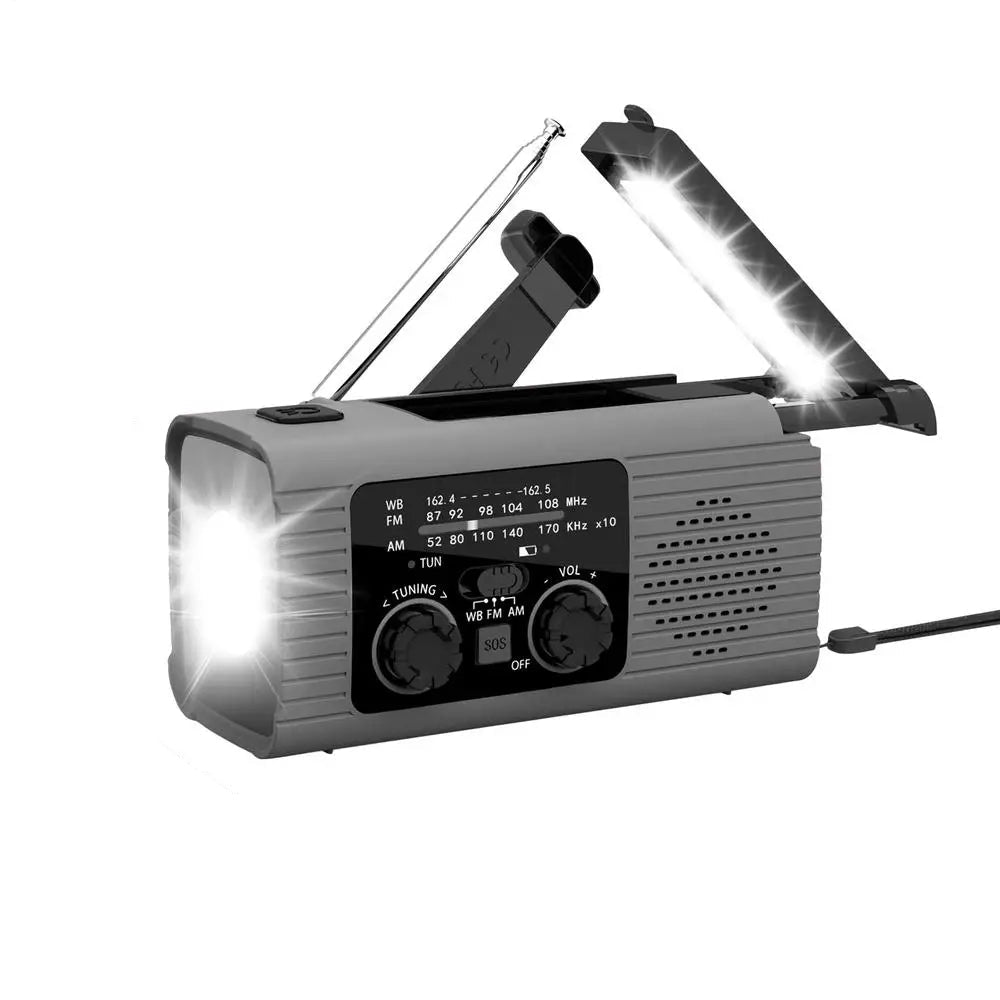 Portable Camping Solar Radio – Multi-Function Hand Crank Emergency Radio with Flashlight, NOAA Alerts, AM/FM, and 3-Way Charging for Survival