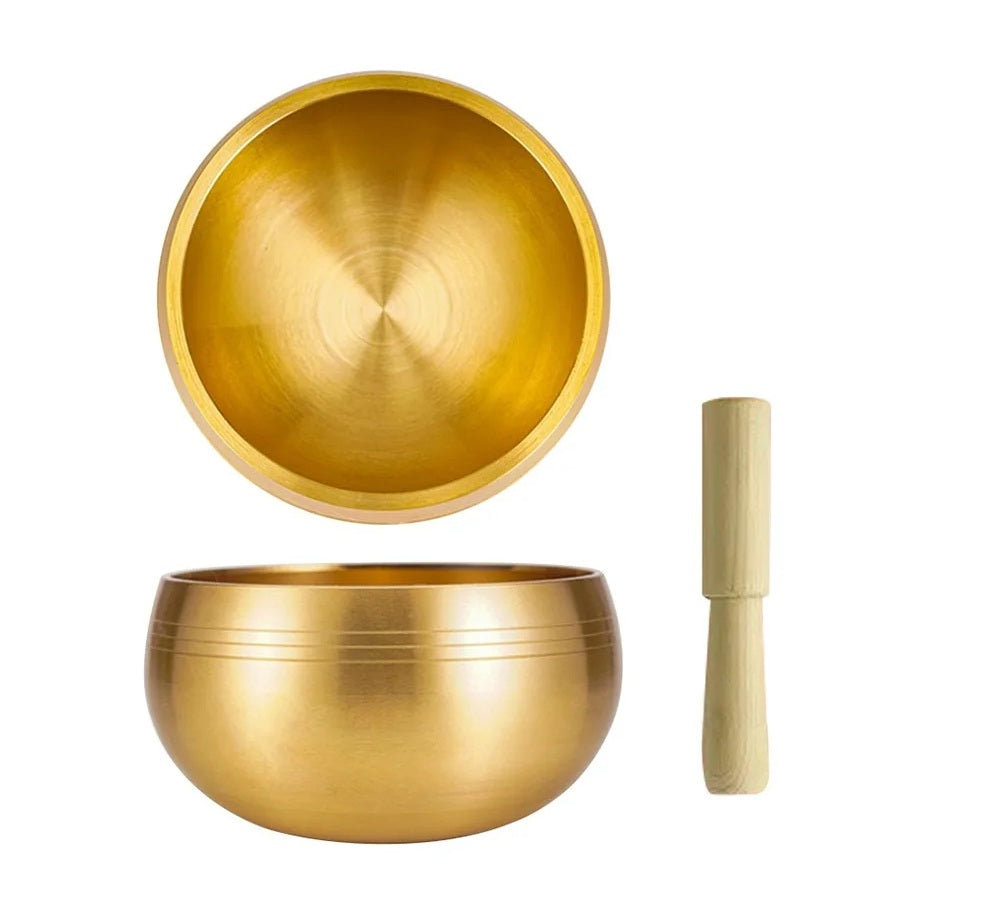 Brass Buddha Singing Bowl - Nepalese Meditation Tool with Leather Stick, Deep Mantra Sounds for Yoga & Spiritual Calm