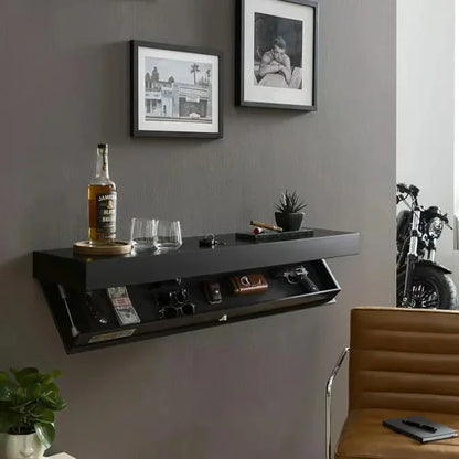 Modern Minimalist Wall-Mounted Wine Rack with Hidden Storage – Sleek Secret Compartment Shelf for Smart, Stylish Living
