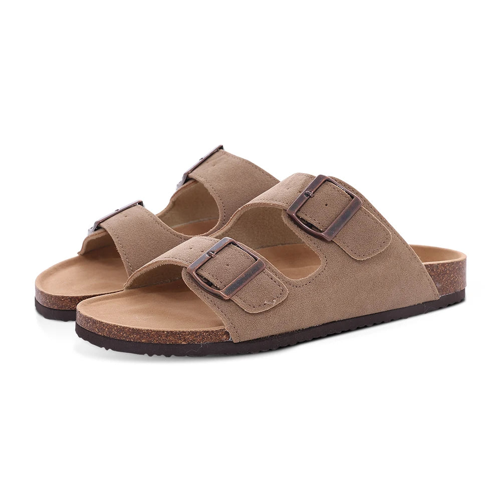 Comwarm Arch Support Suede Mules – Unisex Cork Sole Clogs for Home, Beach, Outdoor Comfort & Stylish Everyday Footwear